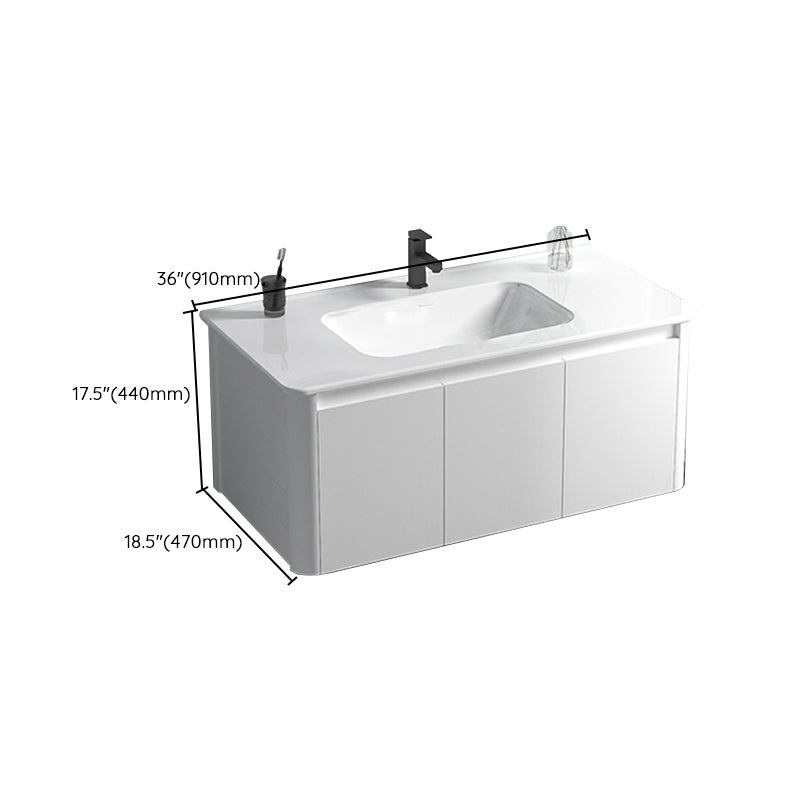 Wall Mount Bathroom Vanity Modern White Ceramic Single-Sink Vanity Set Clearhalo 'Bathroom Remodel & Bathroom Fixtures' 'Bathroom Vanities' 'bathroom_vanities' 'Home Improvement' 'home_improvement' 'home_improvement_bathroom_vanities' 7572913