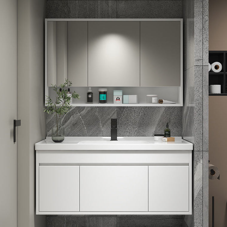 Rectangular Bathroom Vanity Single-Sink Modern White Wall Mount Vanity Set Clearhalo 'Bathroom Remodel & Bathroom Fixtures' 'Bathroom Vanities' 'bathroom_vanities' 'Home Improvement' 'home_improvement' 'home_improvement_bathroom_vanities' 7572921