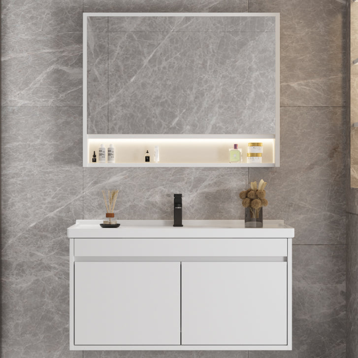 Rectangular Bathroom Vanity Single-Sink Modern White Wall Mount Vanity Set Clearhalo 'Bathroom Remodel & Bathroom Fixtures' 'Bathroom Vanities' 'bathroom_vanities' 'Home Improvement' 'home_improvement' 'home_improvement_bathroom_vanities' 7572923