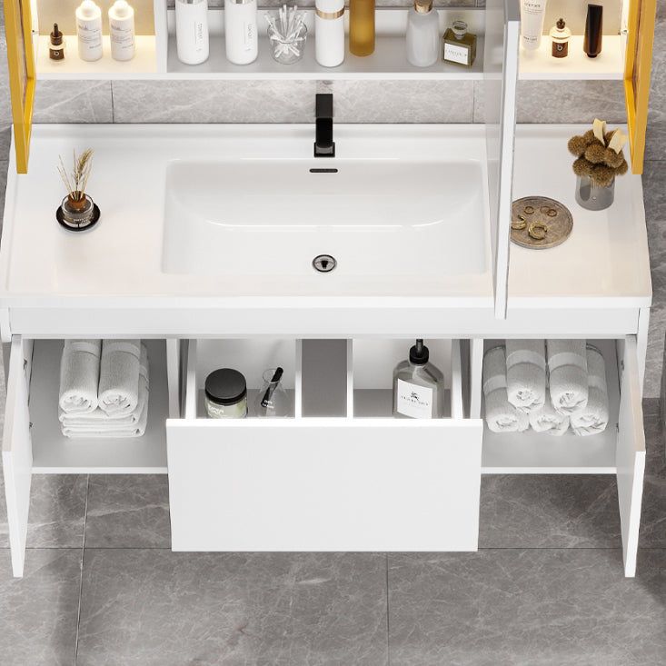 Rectangular Bathroom Vanity Single-Sink Modern White Wall Mount Vanity Set Clearhalo 'Bathroom Remodel & Bathroom Fixtures' 'Bathroom Vanities' 'bathroom_vanities' 'Home Improvement' 'home_improvement' 'home_improvement_bathroom_vanities' 7572926