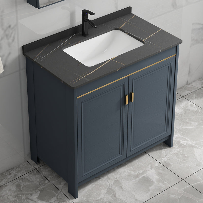 Freestanding Bathroom Vanity Single-Sink Glam Metal Base Rectangular Vanity Set Clearhalo 'Bathroom Remodel & Bathroom Fixtures' 'Bathroom Vanities' 'bathroom_vanities' 'Home Improvement' 'home_improvement' 'home_improvement_bathroom_vanities' 7573044