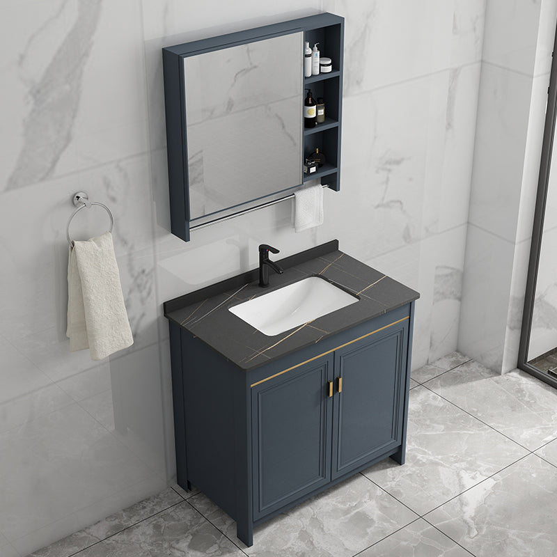 Freestanding Bathroom Vanity Single-Sink Glam Metal Base Rectangular Vanity Set Clearhalo 'Bathroom Remodel & Bathroom Fixtures' 'Bathroom Vanities' 'bathroom_vanities' 'Home Improvement' 'home_improvement' 'home_improvement_bathroom_vanities' 7573048