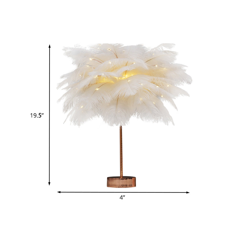 Pink/White Palmtree Night Lamp Modern Stylish Feather Battery Powered LED Table Light with Chargeable USB Port Clearhalo 'Night Lights' 'Wall Lights' Lighting' 757306