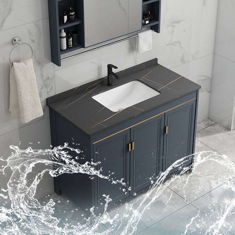 Freestanding Bathroom Vanity Single-Sink Glam Metal Base Rectangular Vanity Set Clearhalo 'Bathroom Remodel & Bathroom Fixtures' 'Bathroom Vanities' 'bathroom_vanities' 'Home Improvement' 'home_improvement' 'home_improvement_bathroom_vanities' 7573063