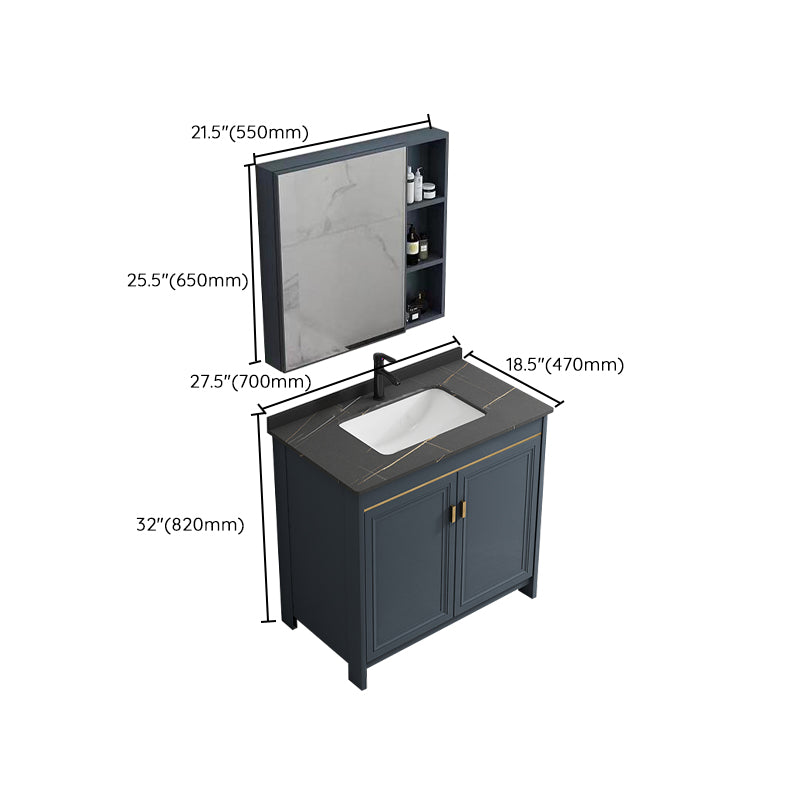 Freestanding Bathroom Vanity Single-Sink Glam Metal Base Rectangular Vanity Set Clearhalo 'Bathroom Remodel & Bathroom Fixtures' 'Bathroom Vanities' 'bathroom_vanities' 'Home Improvement' 'home_improvement' 'home_improvement_bathroom_vanities' 7573082