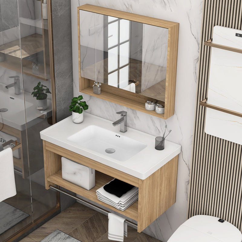 Modern Sink Vanity Rectangular Ceramic Top Single Wall Mount Vanity Clearhalo 'Bathroom Remodel & Bathroom Fixtures' 'Bathroom Vanities' 'bathroom_vanities' 'Home Improvement' 'home_improvement' 'home_improvement_bathroom_vanities' 7573091