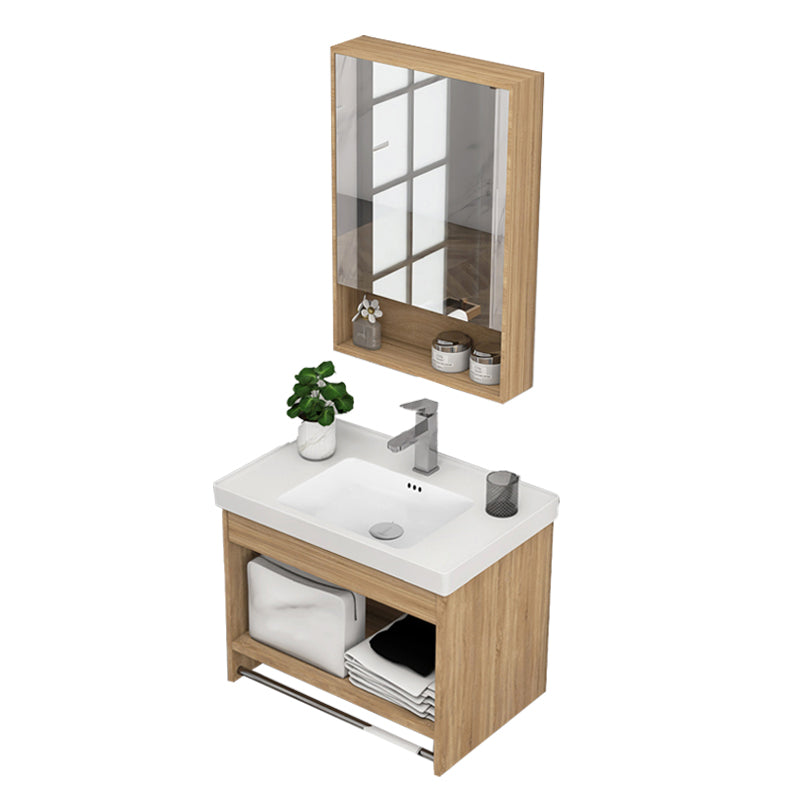 Modern Sink Vanity Rectangular Ceramic Top Single Wall Mount Vanity Vanity & Faucet & Mirror Cabinet 20"L x 14"W x 17"H Clearhalo 'Bathroom Remodel & Bathroom Fixtures' 'Bathroom Vanities' 'bathroom_vanities' 'Home Improvement' 'home_improvement' 'home_improvement_bathroom_vanities' 7573096