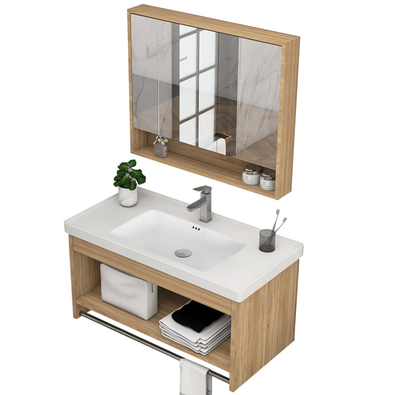 Modern Sink Vanity Rectangular Ceramic Top Single Wall Mount Vanity Clearhalo 'Bathroom Remodel & Bathroom Fixtures' 'Bathroom Vanities' 'bathroom_vanities' 'Home Improvement' 'home_improvement' 'home_improvement_bathroom_vanities' 7573099