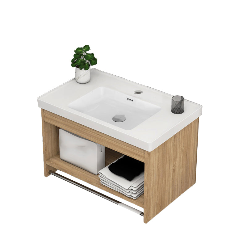 Modern Sink Vanity Rectangular Ceramic Top Single Wall Mount Vanity Bathroom Vanity 24"L x 16"W x 15"H Clearhalo 'Bathroom Remodel & Bathroom Fixtures' 'Bathroom Vanities' 'bathroom_vanities' 'Home Improvement' 'home_improvement' 'home_improvement_bathroom_vanities' 7573108