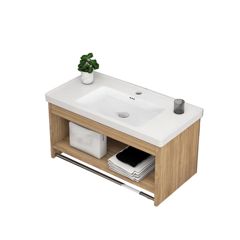 Modern Sink Vanity Rectangular Ceramic Top Single Wall Mount Vanity Bathroom Vanity 28"L x 16"W x 17"H Clearhalo 'Bathroom Remodel & Bathroom Fixtures' 'Bathroom Vanities' 'bathroom_vanities' 'Home Improvement' 'home_improvement' 'home_improvement_bathroom_vanities' 7573109