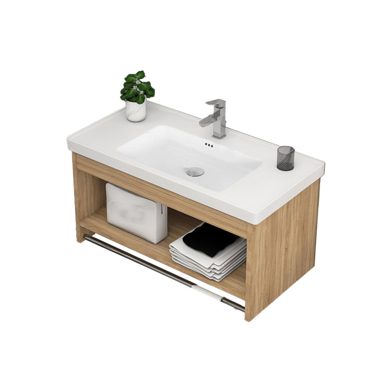 Modern Sink Vanity Rectangular Ceramic Top Single Wall Mount Vanity Vanity & Faucet 28"L x 16"W x 17"H Clearhalo 'Bathroom Remodel & Bathroom Fixtures' 'Bathroom Vanities' 'bathroom_vanities' 'Home Improvement' 'home_improvement' 'home_improvement_bathroom_vanities' 7573110