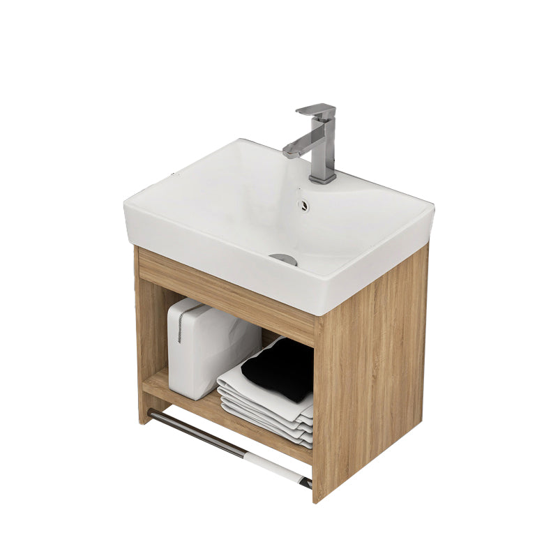 Modern Sink Vanity Rectangular Ceramic Top Single Wall Mount Vanity Vanity & Faucet 16"L x 12"W x 16.5"H Clearhalo 'Bathroom Remodel & Bathroom Fixtures' 'Bathroom Vanities' 'bathroom_vanities' 'Home Improvement' 'home_improvement' 'home_improvement_bathroom_vanities' 7573114