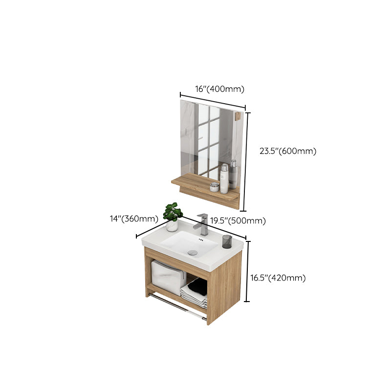 Modern Sink Vanity Rectangular Ceramic Top Single Wall Mount Vanity Clearhalo 'Bathroom Remodel & Bathroom Fixtures' 'Bathroom Vanities' 'bathroom_vanities' 'Home Improvement' 'home_improvement' 'home_improvement_bathroom_vanities' 7573134
