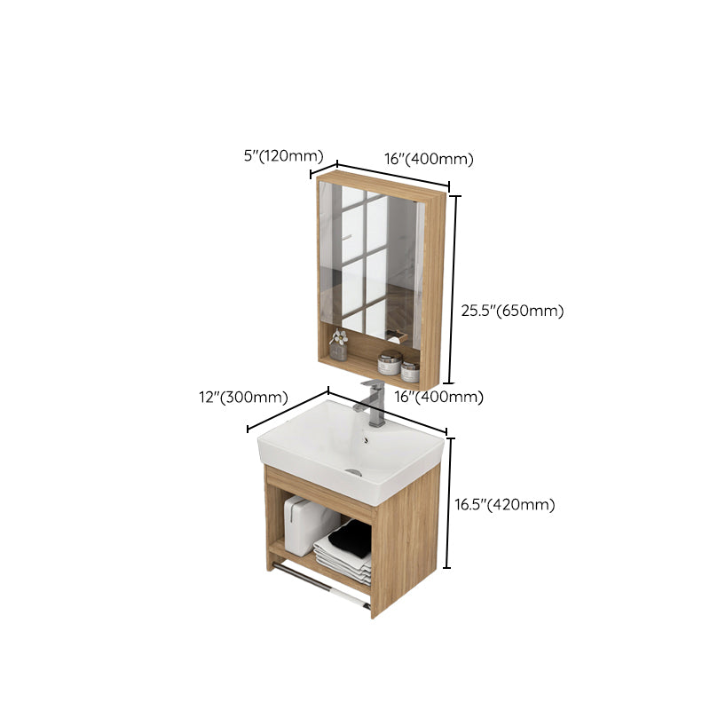 Modern Sink Vanity Rectangular Ceramic Top Single Wall Mount Vanity Clearhalo 'Bathroom Remodel & Bathroom Fixtures' 'Bathroom Vanities' 'bathroom_vanities' 'Home Improvement' 'home_improvement' 'home_improvement_bathroom_vanities' 7573142