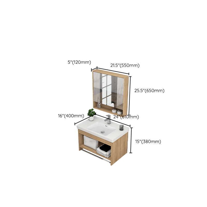 Modern Sink Vanity Rectangular Ceramic Top Single Wall Mount Vanity Clearhalo 'Bathroom Remodel & Bathroom Fixtures' 'Bathroom Vanities' 'bathroom_vanities' 'Home Improvement' 'home_improvement' 'home_improvement_bathroom_vanities' 7573144