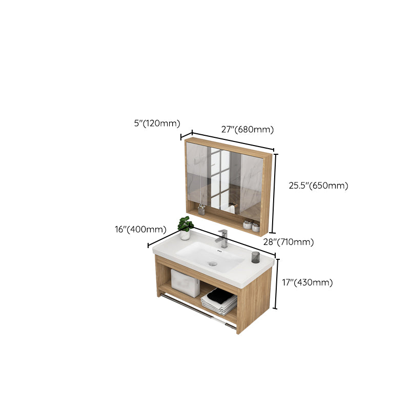 Modern Sink Vanity Rectangular Ceramic Top Single Wall Mount Vanity Clearhalo 'Bathroom Remodel & Bathroom Fixtures' 'Bathroom Vanities' 'bathroom_vanities' 'Home Improvement' 'home_improvement' 'home_improvement_bathroom_vanities' 7573145