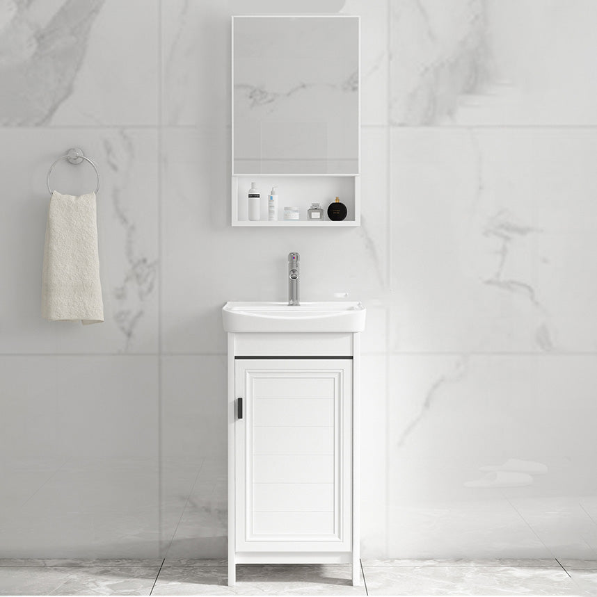 Modern Rectangular Bath Vanity White Ceramic Single Freestanding Sink Vanity Clearhalo 'Bathroom Remodel & Bathroom Fixtures' 'Bathroom Vanities' 'bathroom_vanities' 'Home Improvement' 'home_improvement' 'home_improvement_bathroom_vanities' 7573151