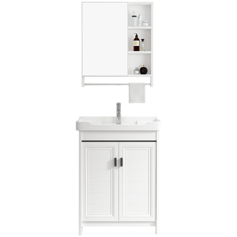 Modern Rectangular Bath Vanity White Ceramic Single Freestanding Sink Vanity Clearhalo 'Bathroom Remodel & Bathroom Fixtures' 'Bathroom Vanities' 'bathroom_vanities' 'Home Improvement' 'home_improvement' 'home_improvement_bathroom_vanities' 7573155