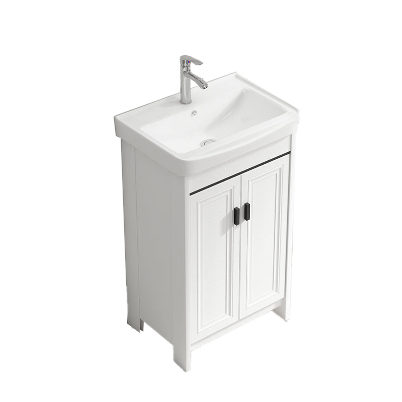 Modern Rectangular Bath Vanity White Ceramic Single Freestanding Sink Vanity Vanity & Faucet 20"L x 14"W x 32"H Towel Bar Not Included Clearhalo 'Bathroom Remodel & Bathroom Fixtures' 'Bathroom Vanities' 'bathroom_vanities' 'Home Improvement' 'home_improvement' 'home_improvement_bathroom_vanities' 7573174