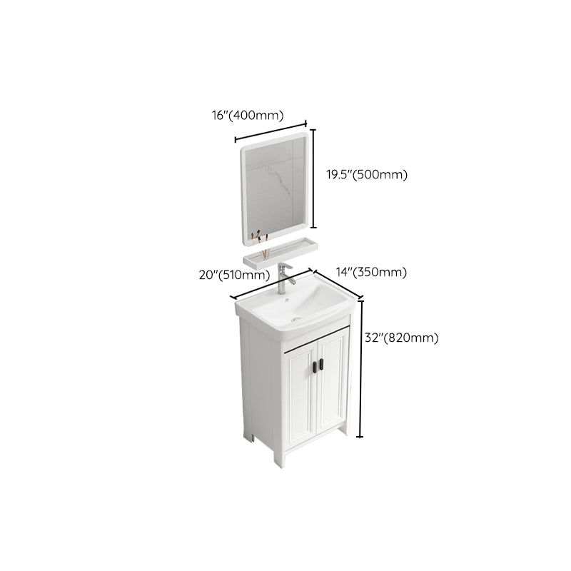 Modern Rectangular Bath Vanity White Ceramic Single Freestanding Sink Vanity Clearhalo 'Bathroom Remodel & Bathroom Fixtures' 'Bathroom Vanities' 'bathroom_vanities' 'Home Improvement' 'home_improvement' 'home_improvement_bathroom_vanities' 7573188