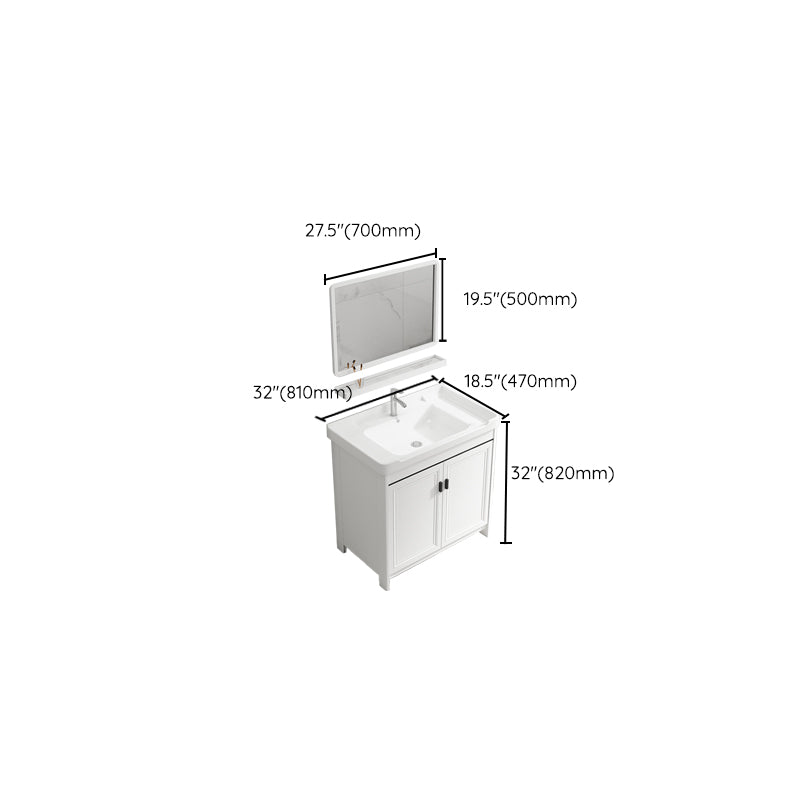 Modern Rectangular Bath Vanity White Ceramic Single Freestanding Sink Vanity Clearhalo 'Bathroom Remodel & Bathroom Fixtures' 'Bathroom Vanities' 'bathroom_vanities' 'Home Improvement' 'home_improvement' 'home_improvement_bathroom_vanities' 7573192