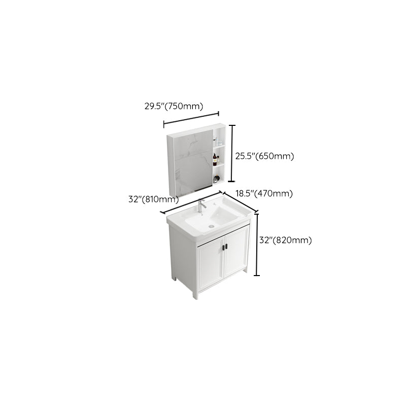 Modern Rectangular Bath Vanity White Ceramic Single Freestanding Sink Vanity Clearhalo 'Bathroom Remodel & Bathroom Fixtures' 'Bathroom Vanities' 'bathroom_vanities' 'Home Improvement' 'home_improvement' 'home_improvement_bathroom_vanities' 7573198