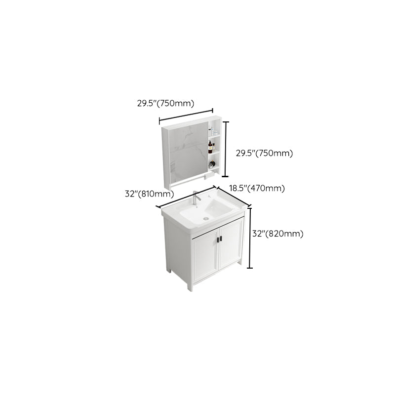 Modern Rectangular Bath Vanity White Ceramic Single Freestanding Sink Vanity Clearhalo 'Bathroom Remodel & Bathroom Fixtures' 'Bathroom Vanities' 'bathroom_vanities' 'Home Improvement' 'home_improvement' 'home_improvement_bathroom_vanities' 7573202