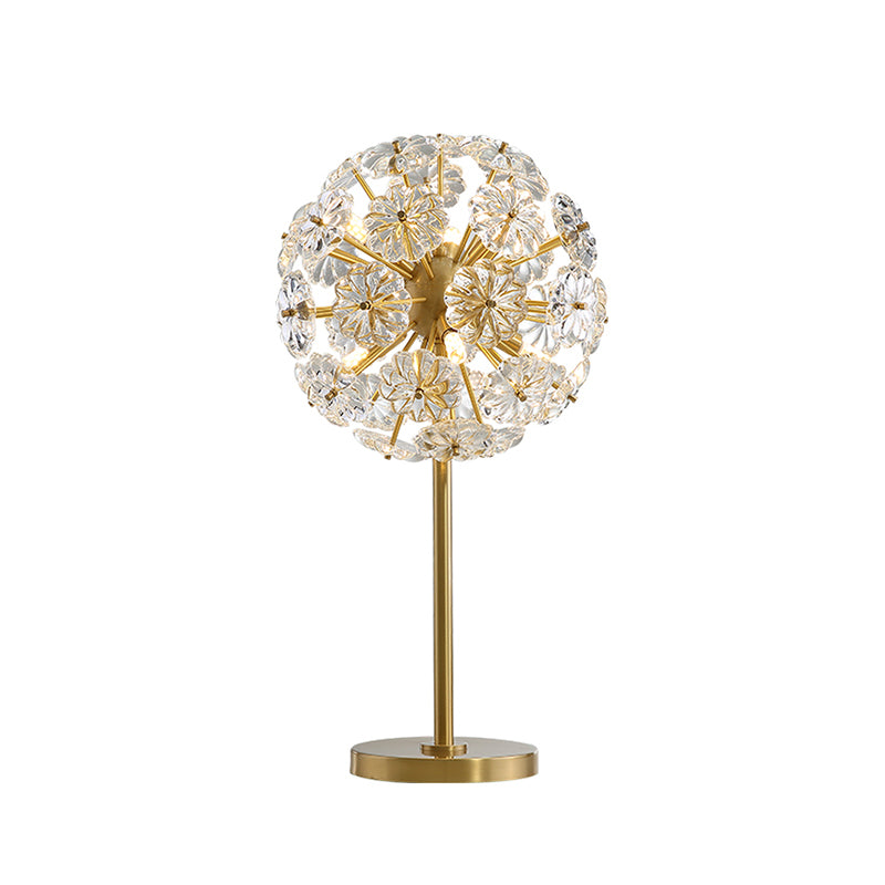 Flower Crystal Brass Night Table Light Dandelion LED Contemporary Night Lamp for Bedside Clearhalo 'Lamps' 'Table Lamps' Lighting' 757677