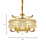 Gold 6/8 Lights Pendant Chandelier Modernist Crystal Block Circle Ceiling Suspension Lamp Clearhalo 'Ceiling Lights' 'Chandeliers' 'Modern Chandeliers' 'Modern' Lighting' 757682