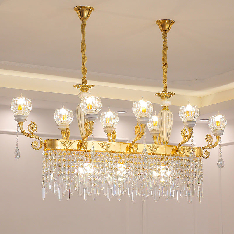 Gold Flower Island Light Fixture Modernist Crystal 6/8-Light Dining Room Pendant Lamp 8 Gold Clearhalo 'Ceiling Lights' 'Island Lights' Lighting' 757742