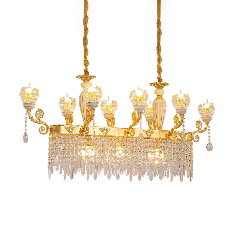 Gold Flower Island Light Fixture Modernist Crystal 6/8-Light Dining Room Pendant Lamp Clearhalo 'Ceiling Lights' 'Island Lights' Lighting' 757744