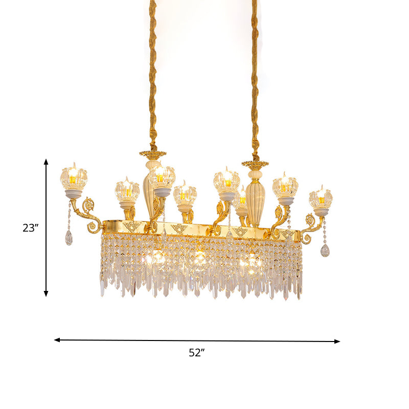 Gold Flower Island Light Fixture Modernist Crystal 6/8-Light Dining Room Pendant Lamp Clearhalo 'Ceiling Lights' 'Island Lights' Lighting' 757745