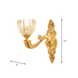 Beveled Crystal Dome Sconce Light Modernism 1/2-Bulb Bedroom Wall Mounted Lamp Fixture in Gold Clearhalo 'Cast Iron' 'Glass' 'Industrial' 'Modern wall lights' 'Modern' 'Tiffany' 'Traditional wall lights' 'Wall Lamps & Sconces' 'Wall Lights' Lighting' 757808