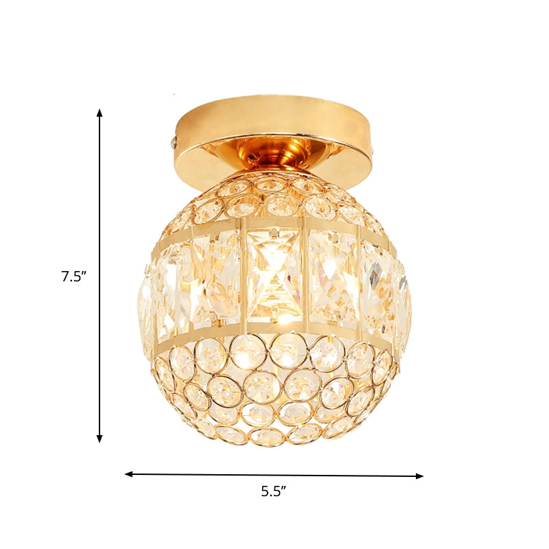 LED Flushmount Lighting Minimalism Cylinder/Globe Faceted Crystal Flush Mounted Lamp in Gold Clearhalo 'Ceiling Lights' 'Close To Ceiling Lights' 'Close to ceiling' 'Flush mount' Lighting' 757826