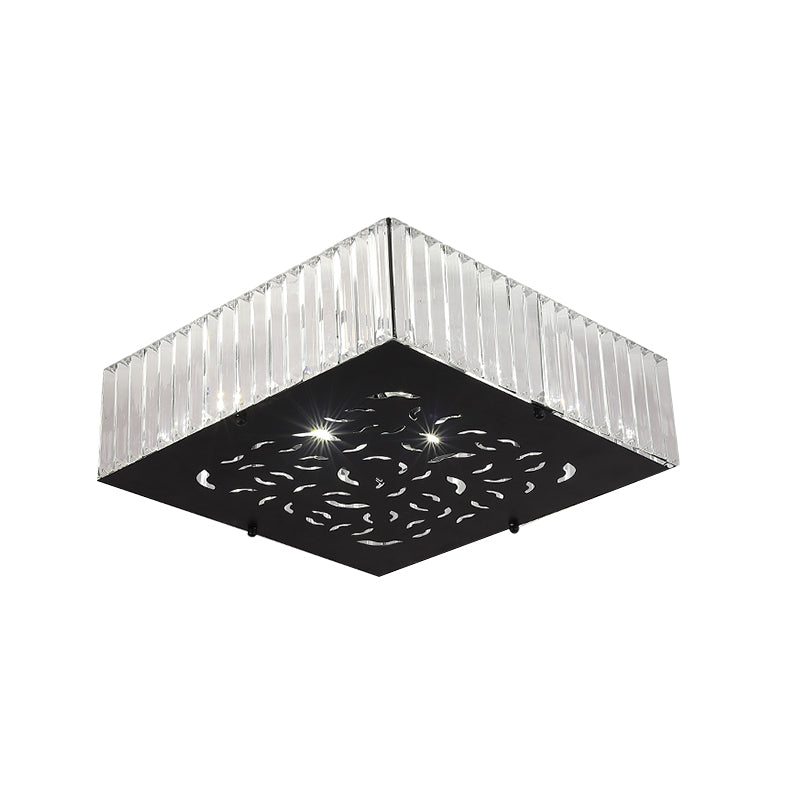 Black 4-Head Ceiling Mounted Fixture Simple Crystal Block Square/Rectangle Flush Lighting for Bedroom Clearhalo 'Ceiling Lights' 'Close To Ceiling Lights' 'Close to ceiling' 'Flush mount' Lighting' 757842