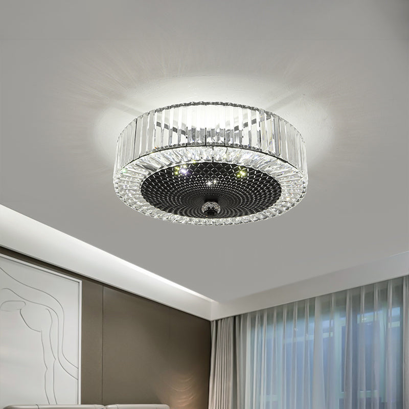 Minimalist Drum Shape Flush Light 4/5-Light Crystal Rectangle Flush Mount Ceiling Lamp in Black Black Clearhalo 'Ceiling Lights' 'Close To Ceiling Lights' 'Close to ceiling' 'Flush mount' Lighting' 757845