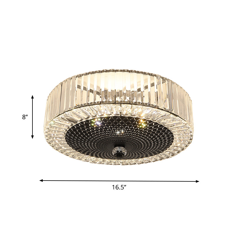 Minimalist Drum Shape Flush Light 4/5-Light Crystal Rectangle Flush Mount Ceiling Lamp in Black Clearhalo 'Ceiling Lights' 'Close To Ceiling Lights' 'Close to ceiling' 'Flush mount' Lighting' 757848