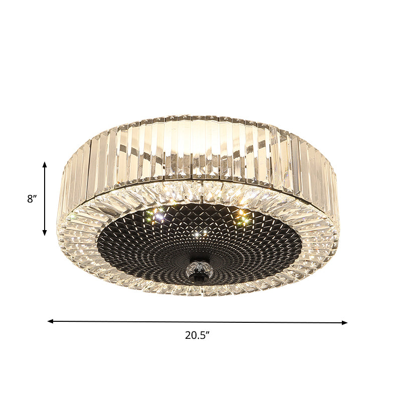 Minimalist Drum Shape Flush Light 4/5-Light Crystal Rectangle Flush Mount Ceiling Lamp in Black Clearhalo 'Ceiling Lights' 'Close To Ceiling Lights' 'Close to ceiling' 'Flush mount' Lighting' 757849