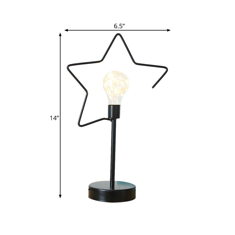 Bedside Plug-In LED Table Lamp Kids Style Black/Gold Nightstand Light with Star/Loving Heart Iron Frame Clearhalo 'Lamps' 'Table Lamps' Lighting' 757991