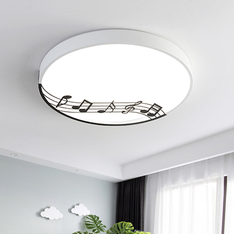 Macaron Disc Thin Ceiling Flush Mount Acrylic Bedroom LED Flushmount Lighting in Black/White with Rhythm Pattern White Clearhalo 'Ceiling Lights' 'Close To Ceiling Lights' 'Close to ceiling' 'Flush mount' Lighting' 758073