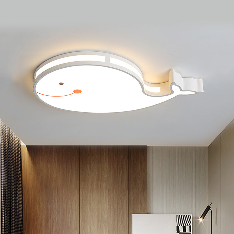 Whale Kids Dorm Ceiling Flush Iron Cartoon LED Flush Mount Light in White/Pink/Blue with Acrylic Diffuser Clearhalo 'Ceiling Lights' 'Close To Ceiling Lights' 'Close to ceiling' 'Flush mount' Lighting' 758094