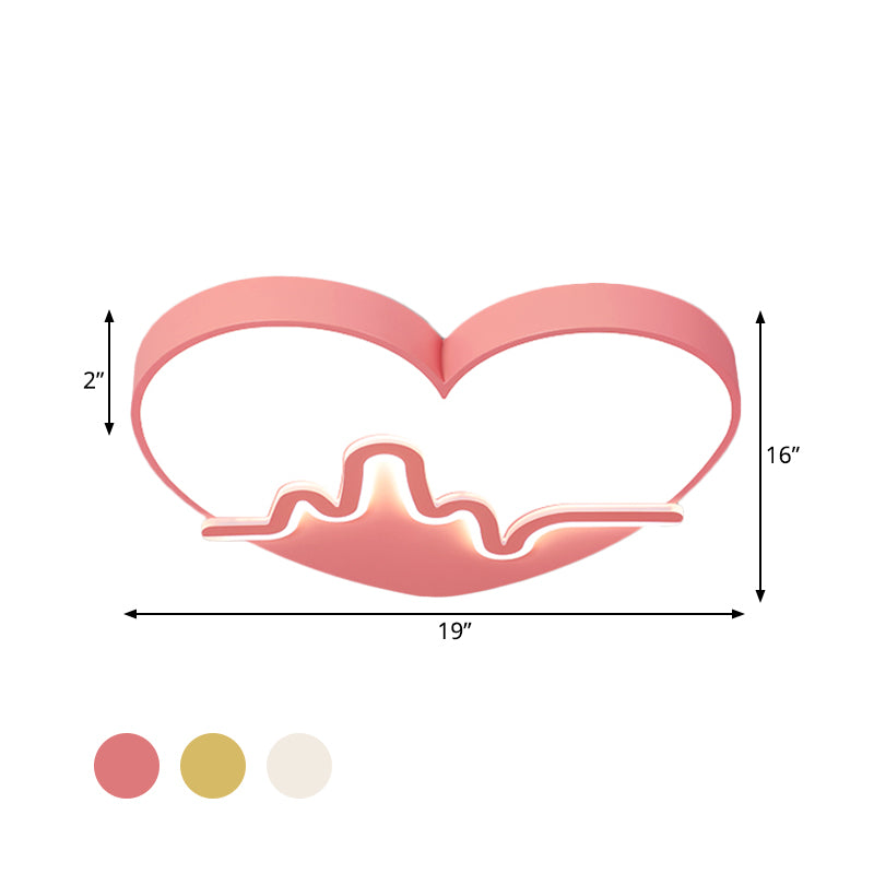 Macaron Heart Beating Acrylic Flushmount LED Surface Ceiling Lamp in White/Pink/Gold for Child Bedroom Clearhalo 'Ceiling Lights' 'Close To Ceiling Lights' 'Close to ceiling' 'Flush mount' Lighting' 758100