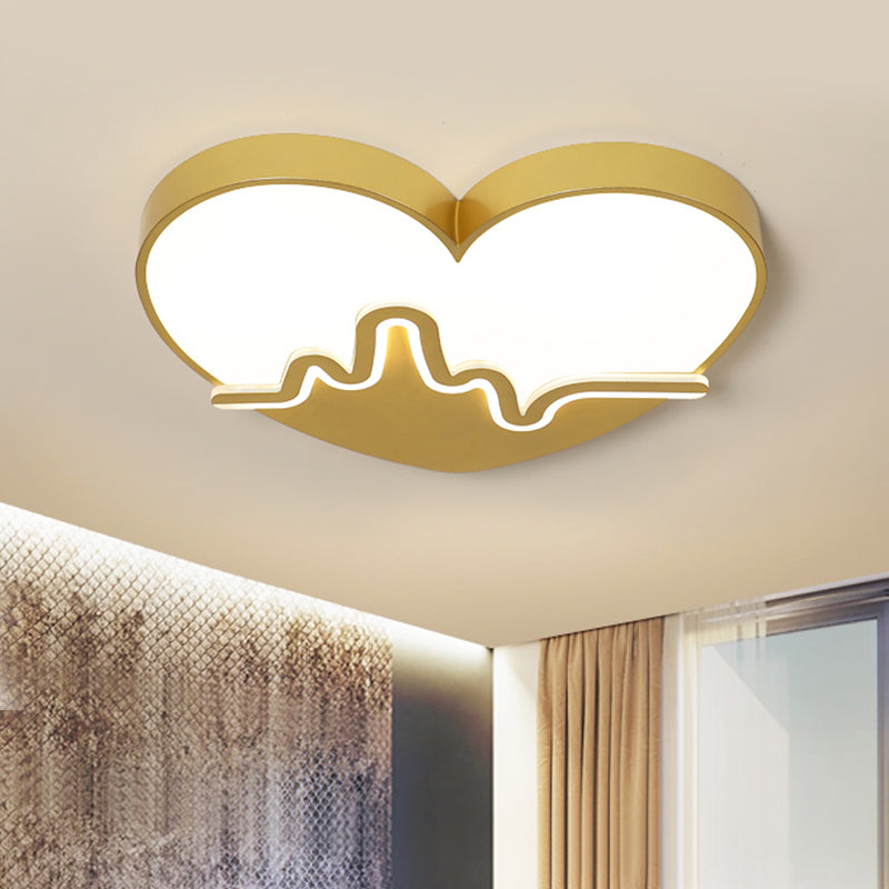 Macaron Heart Beating Acrylic Flushmount LED Surface Ceiling Lamp in White/Pink/Gold for Child Bedroom Clearhalo 'Ceiling Lights' 'Close To Ceiling Lights' 'Close to ceiling' 'Flush mount' Lighting' 758102