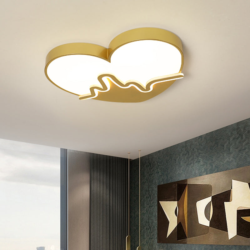 Macaron Heart Beating Acrylic Flushmount LED Surface Ceiling Lamp in White/Pink/Gold for Child Bedroom Clearhalo 'Ceiling Lights' 'Close To Ceiling Lights' 'Close to ceiling' 'Flush mount' Lighting' 758103