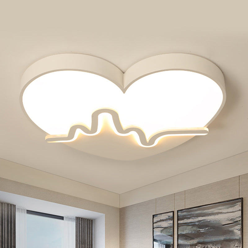 Macaron Heart Beating Acrylic Flushmount LED Surface Ceiling Lamp in White/Pink/Gold for Child Bedroom White Clearhalo 'Ceiling Lights' 'Close To Ceiling Lights' 'Close to ceiling' 'Flush mount' Lighting' 758105