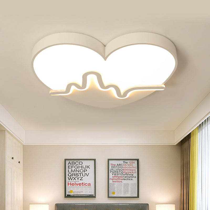 Macaron Heart Beating Acrylic Flushmount LED Surface Ceiling Lamp in White/Pink/Gold for Child Bedroom Clearhalo 'Ceiling Lights' 'Close To Ceiling Lights' 'Close to ceiling' 'Flush mount' Lighting' 758106