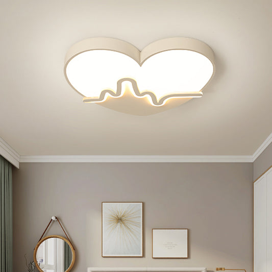 Macaron Heart Beating Acrylic Flushmount LED Surface Ceiling Lamp in White/Pink/Gold for Child Bedroom Clearhalo 'Ceiling Lights' 'Close To Ceiling Lights' 'Close to ceiling' 'Flush mount' Lighting' 758107