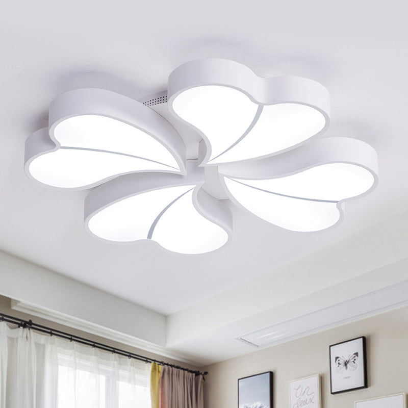 Iron Clover Flush Ceiling Light Macaron White/Blue/Pink LED Flush Mount with Acrylic Shade for Bedroom White Clearhalo 'Ceiling Lights' 'Close To Ceiling Lights' 'Close to ceiling' 'Flush mount' Lighting' 758117