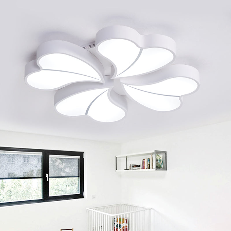 Iron Clover Flush Ceiling Light Macaron White/Blue/Pink LED Flush Mount with Acrylic Shade for Bedroom Clearhalo 'Ceiling Lights' 'Close To Ceiling Lights' 'Close to ceiling' 'Flush mount' Lighting' 758118