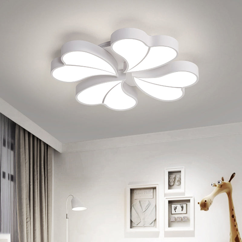 Iron Clover Flush Ceiling Light Macaron White/Blue/Pink LED Flush Mount with Acrylic Shade for Bedroom Clearhalo 'Ceiling Lights' 'Close To Ceiling Lights' 'Close to ceiling' 'Flush mount' Lighting' 758119